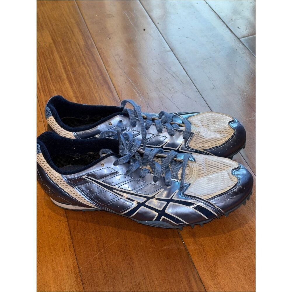 Asics Navy and White Men’s Athletic Running Spikes Cleats Shoes size 8.5